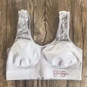 JESSICA SIMPSON Comfort Lace Stretch Shelf Bra Grey